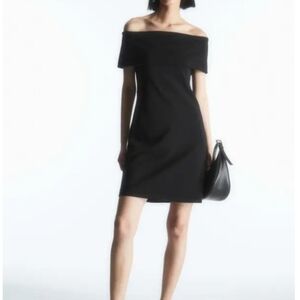 NWT COS Black Strapless Off The Shoulder Little Black Dress Size L